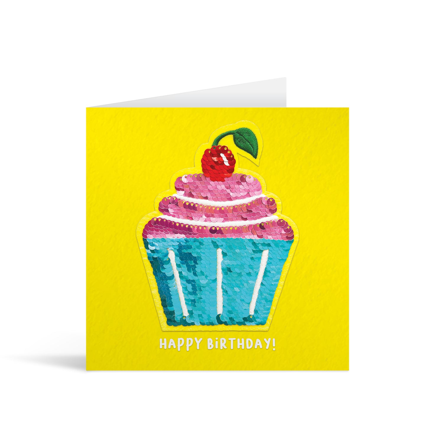 Cherry Cupcake Reversible Sequin Birthday Card