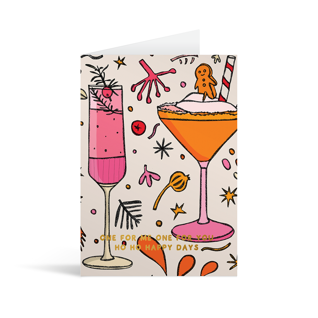 Xmas Cocktail Gold Foiled Card