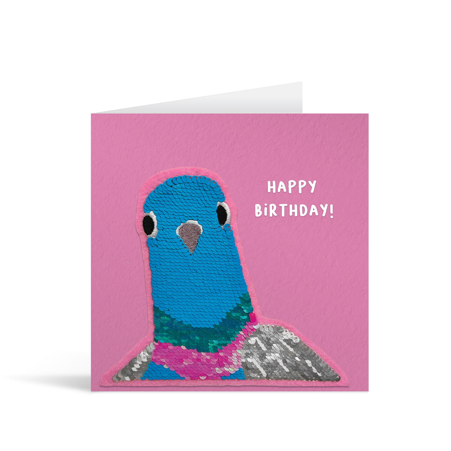 Pigeon Reversible Sequin Birthday Card