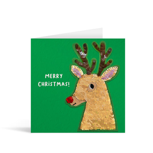 Rudy Rudolph Reversible Sequin Christmas Card