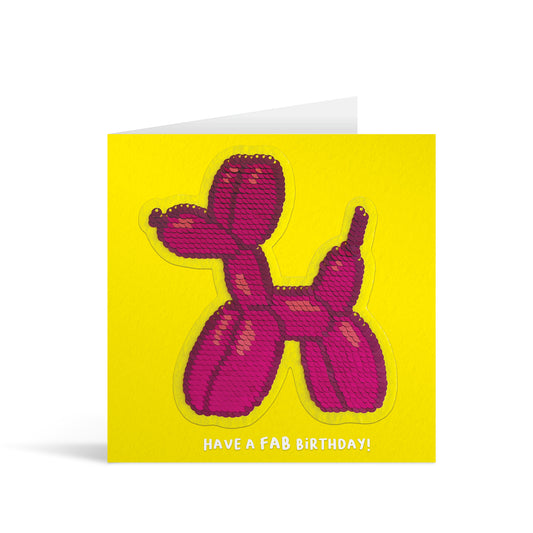 Balloon Dog Sequin Birthday Card
