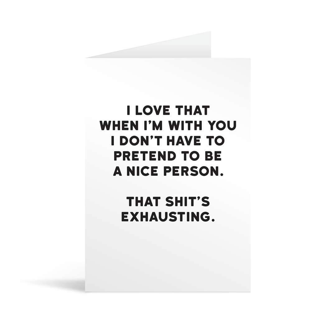 Exhausting Text Exhausting Funny Card – Pynk Cards