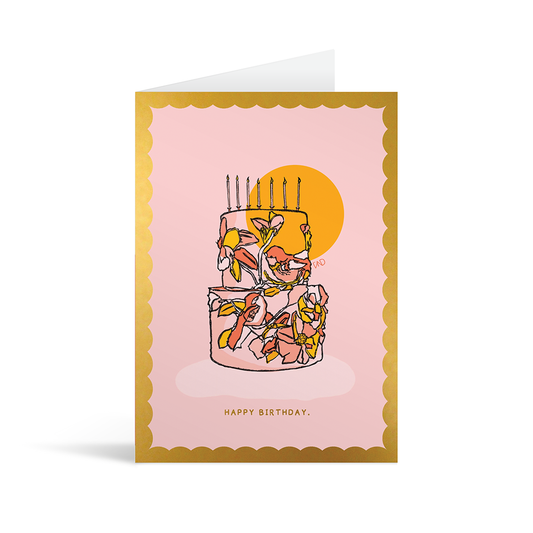 Birthday Cake Gold Foiled Card