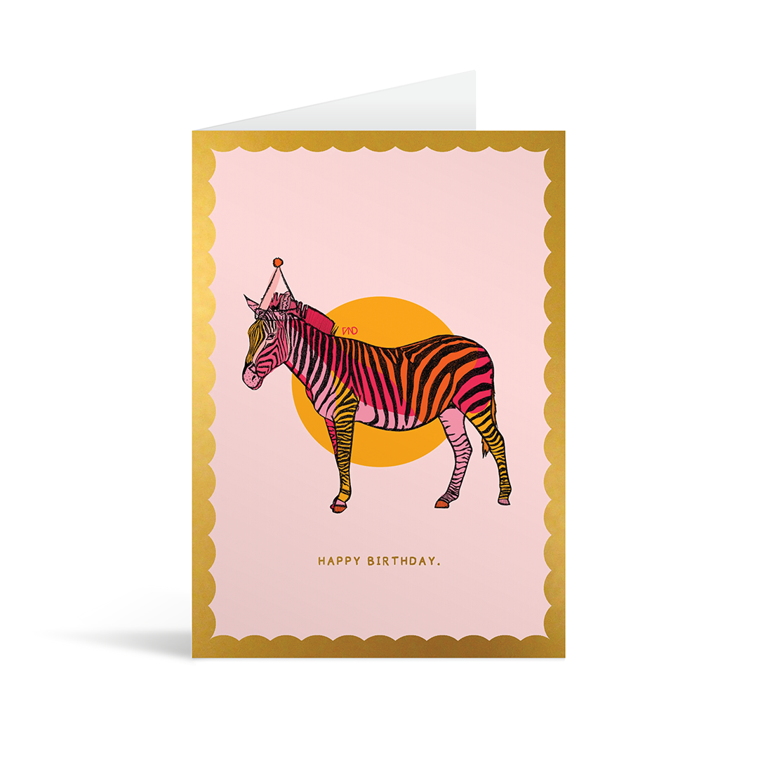 Party Zebra Gold Foiled Birthday Card