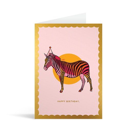 Party Zebra Gold Foiled Birthday Card