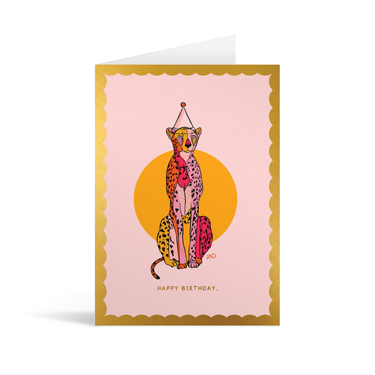 Party Leopard Gold Foiled Birthday Card