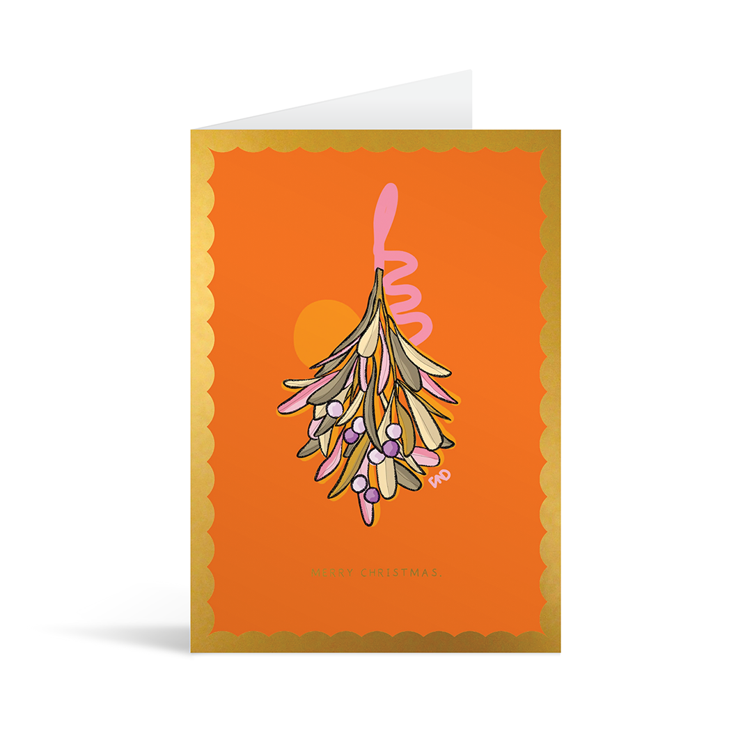 Mistletoe Gold Foiled Christmas Card
