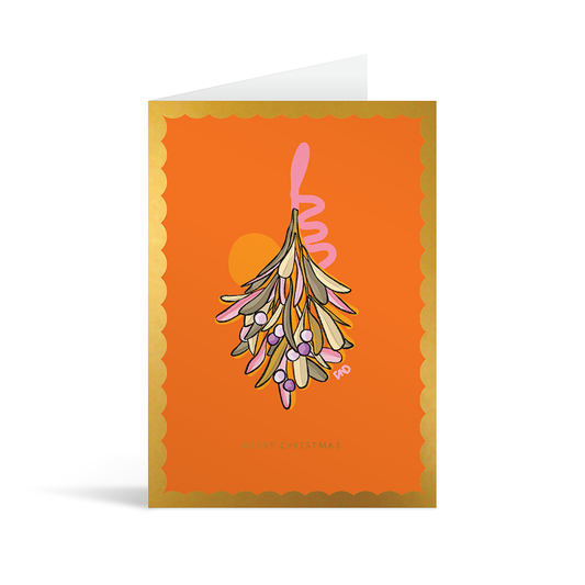 Mistletoe Gold Foiled Christmas Card