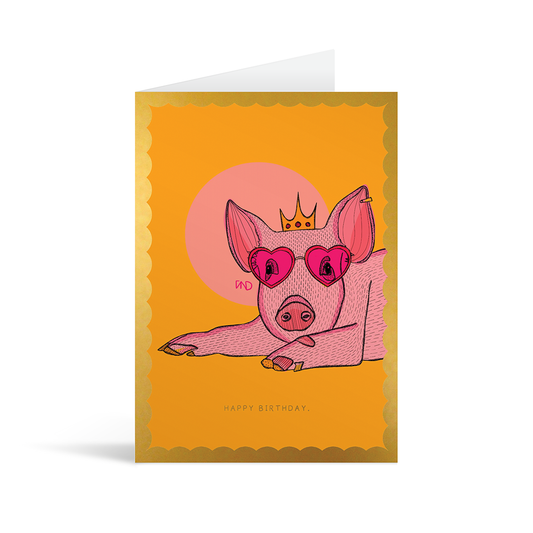 Party Pig Gold Foiled Birthday Card
