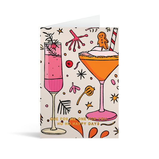 Xmas Cocktail Gold Foiled Card